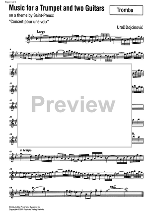 Music for a Trumpet and two Guitars on a theme by Saint-Preux - Trumpet in C