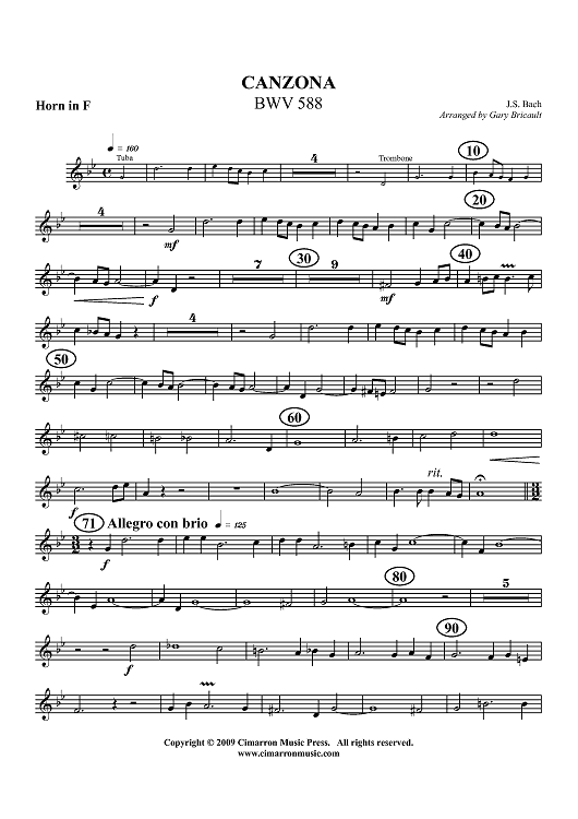 Canzona, BWV 588 - Horn in F
