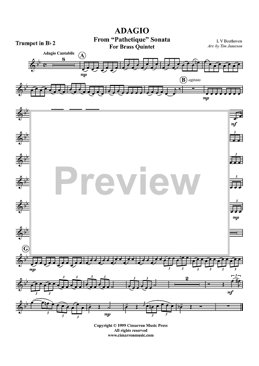 Adagio from "Pathetique" Sonata - Trumpet 2 in B-flat