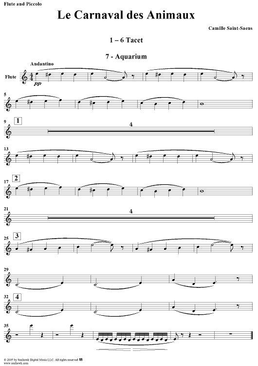 Le carnaval des animaux - Flute/Piccolo