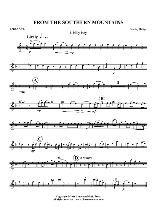 From the Southern Mountains - Tenor Sax