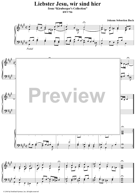 Liebster Jesu, wir sind hier, from "Kirnberger's Collection", BWV706