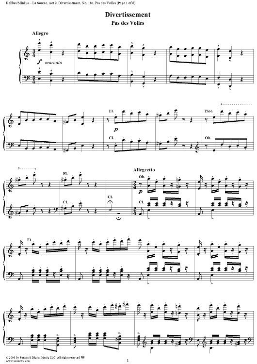 La Source, Act 2, No. 18a: Divertissement - Pas des Voiles