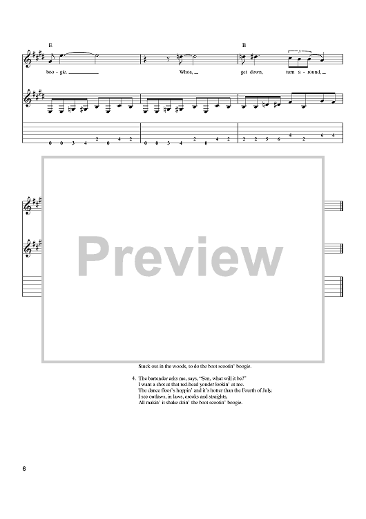 Boot Scootin' Boogie" Sheet Music by Brooks & Dunn for Guitar Tab