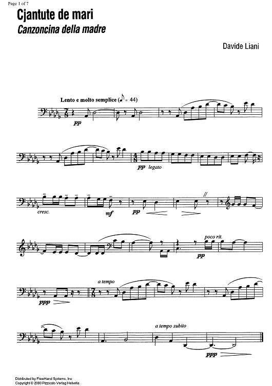 Cjantis - 3 songs from Friuli - Cello