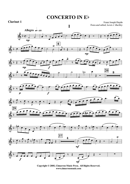 Concerto in E-flat - Clarinet 1