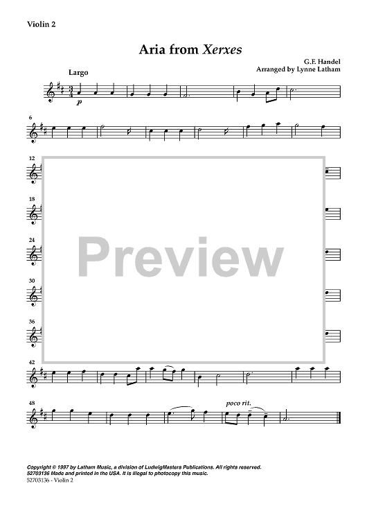 Aria from Xerxes - Violin 2