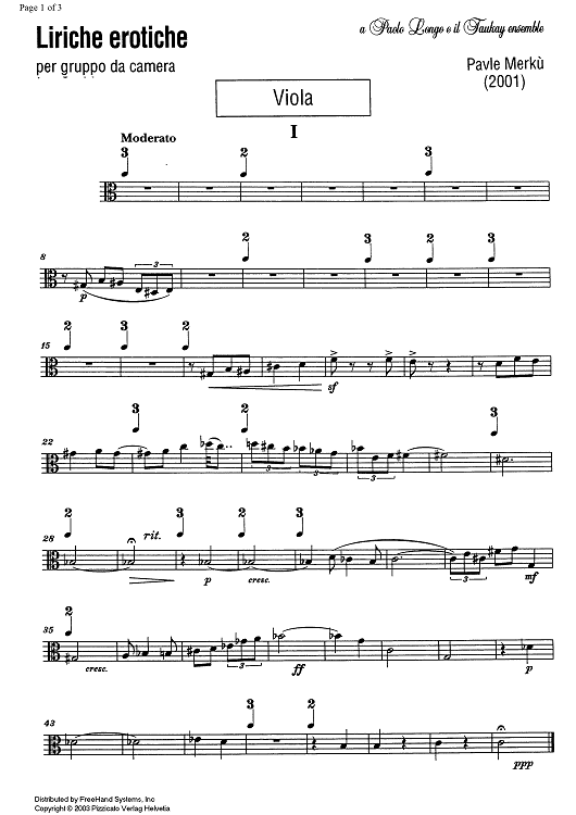 Liriche erotiche (Erotic poems) - Viola