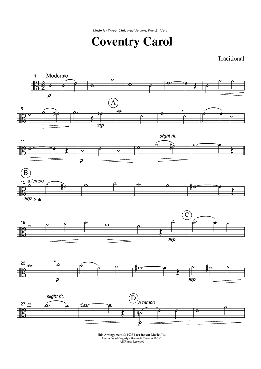 Coventry Carol - Part 2 Viola