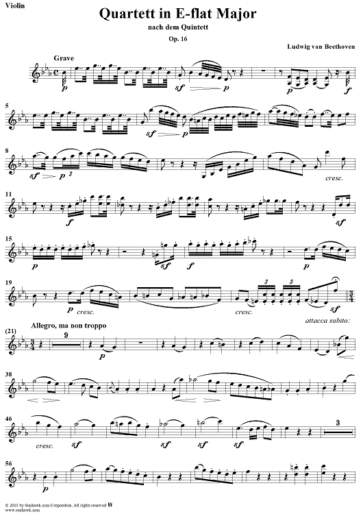 Piano Quartet in E-flat Major, Op. 16 - Violin