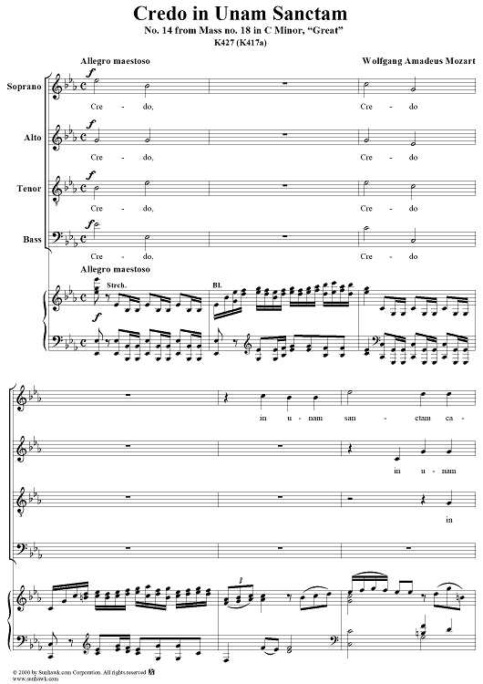 Credo in unam sanctam - No. 14 from Mass no. 18 in C minor ("Great")   - K427 (K417a)