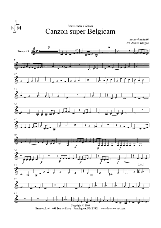 Canzon super Belgicam - Trumpet 3