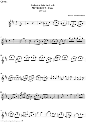 Orchestral Suite No. 3, No. 5: Gigue - Oboe 1
