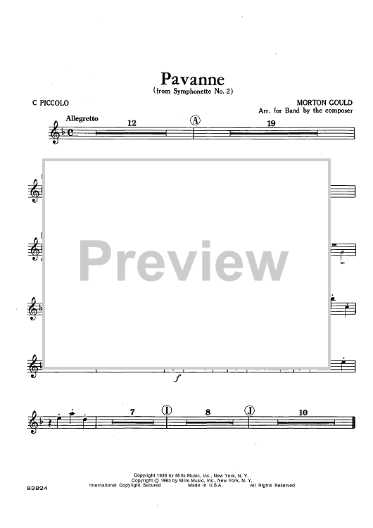 Pavanne (from Symphonette No. 2) - C Piccolo