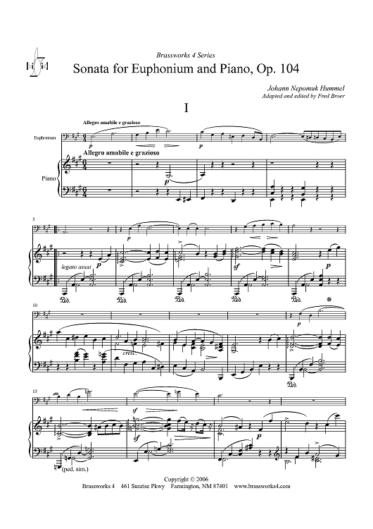 Sonata for Euphonium and Piano, Op. 104 - Piano Score