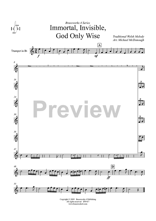 Immortal, Invisible, God Only Wise - Trumpet in B-flat