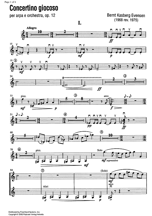 Concertino giocoso Op. 12 - Violin 1