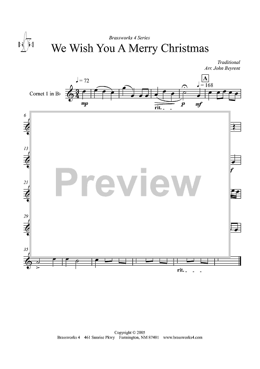 We Wish You a Merry Christmas - Cornet 1/Trumpet 1