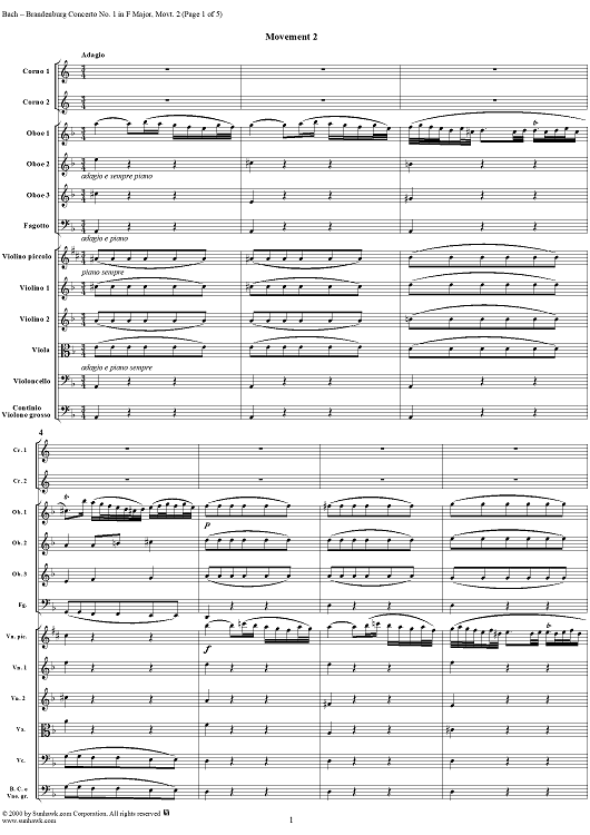 Brandenburg Concerto No. 1: Adagio - Score