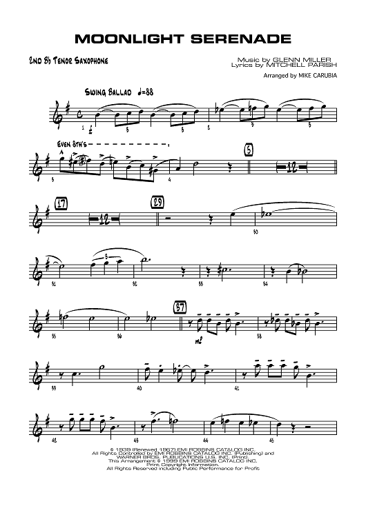Moonlight Serenade - B-flat Tenor Saxophone 2
