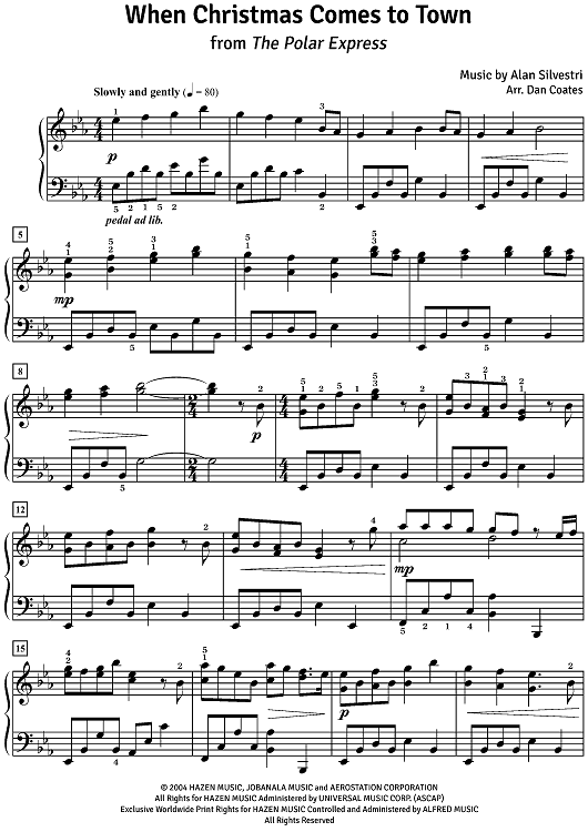 When Christmas Comes to Town - from The Polar Express" Sheet Music for
