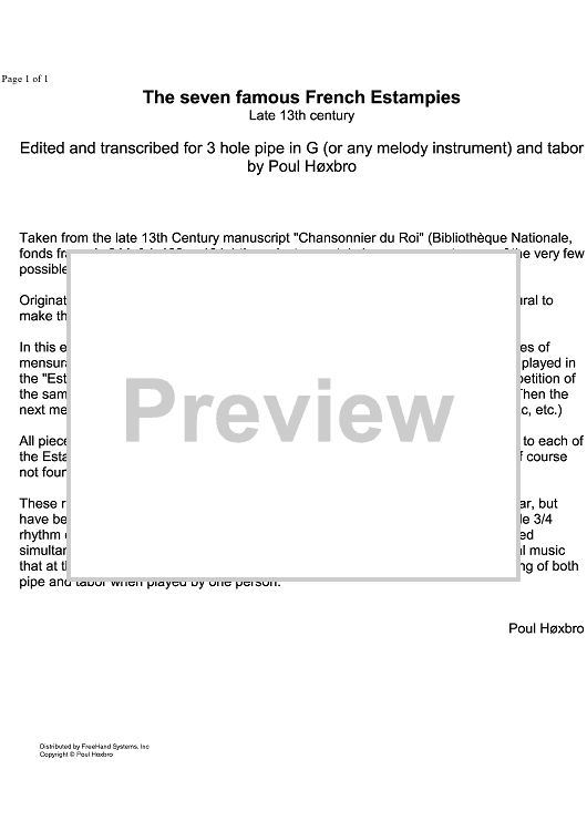 The  7 Famous French Estampies - Preface