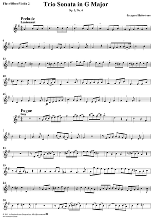 Trio Sonata in G Major, Op. 3, No. 6 - Flute/Oboe/Violin 2