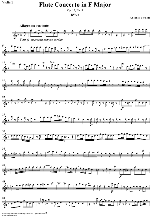 Flute Concerto in F Major, Op. 10, No. 5 - Violin 1