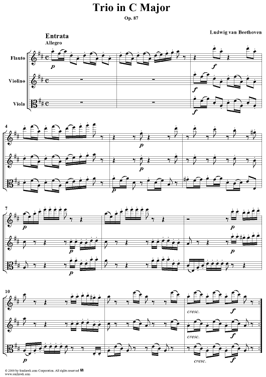 Trio in C Major, Op. 87 - Score