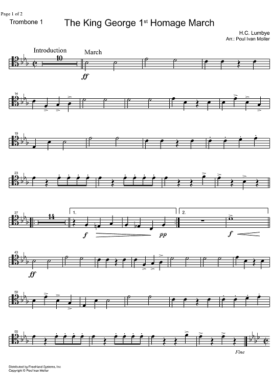 King George 1st Homage March - Trombone 1