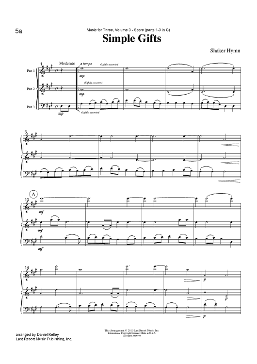 Simple Gifts - Score