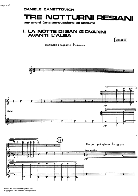 Tre notturni resiani [set of parts] - Violin 2