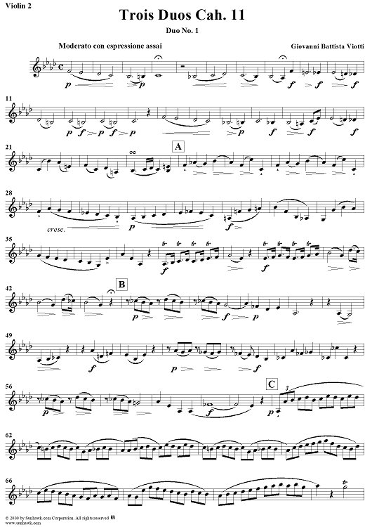 Trois Duos, Cah. 11 - Violin 2