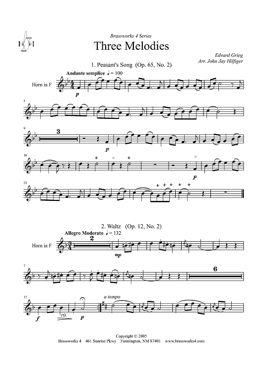 Three Melodies - Horn in F