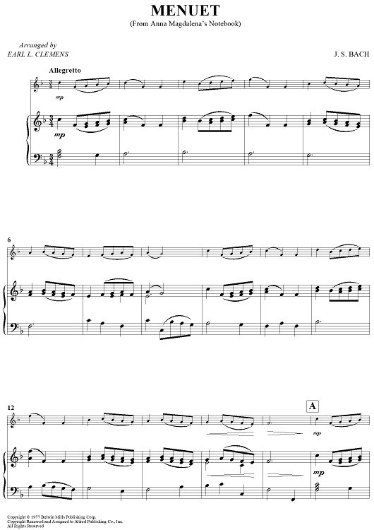 Menuet (from Anna Magdaena's Notebook)