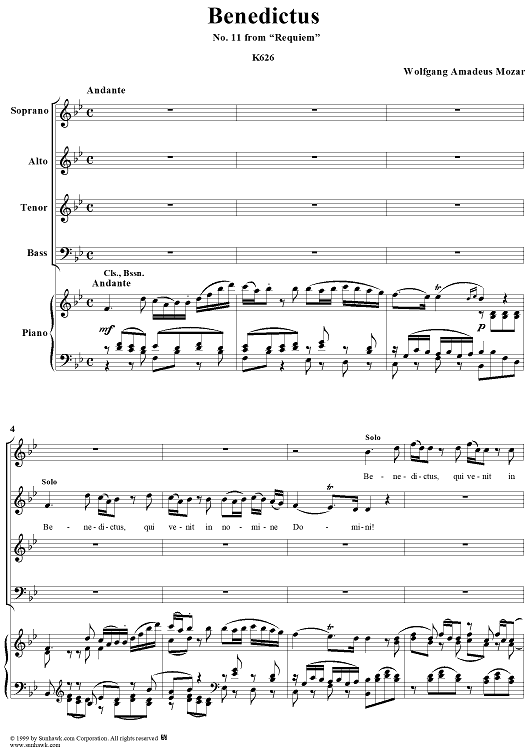 Benedictus - No. 11 from "Requiem"  K626