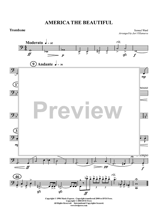 America the Beautiful - Trombone