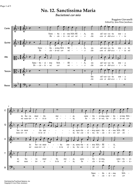 Sanctissima Maria - Baciatemi cor mio
