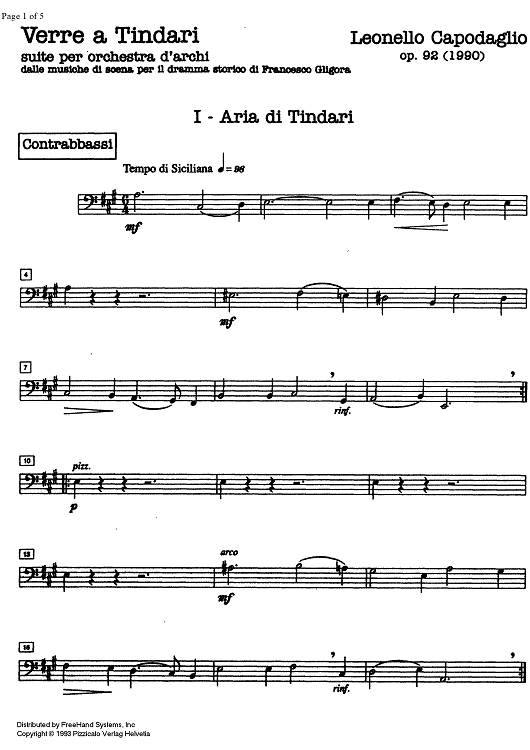 Verre a Tindari Op.92 - Double Bass