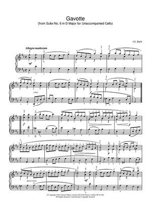 Gavotte (from Suite No. 6 in D Major for Unaccompanied Cello)
