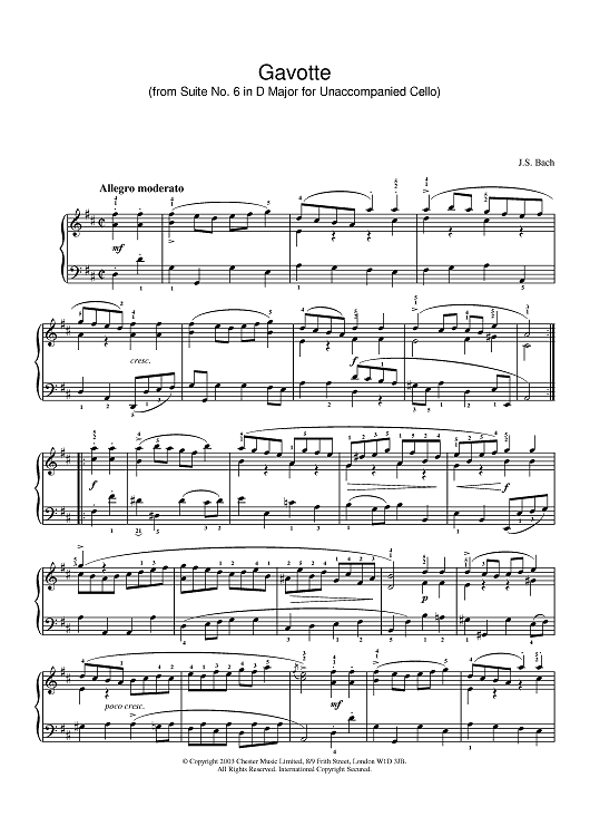 Gavotte (from Suite No. 6 in D Major for Unaccompanied Cello)&quot