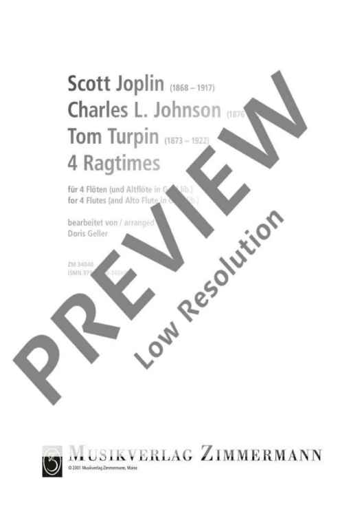 4 Ragtimes - Score and Parts