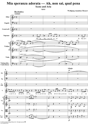 "Mia seperanza adorata", scena and "Ah, non sai, qual pena", aria, K416 - Full Score