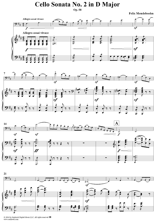 Cello Sonata No.2 in D major Op.58 - Score