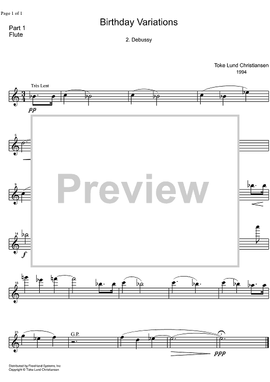 Birthday Variations Debussy - Flute