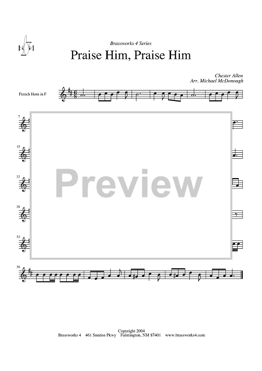 Praise Him, Praise Him - French Horn in F - Horn in F