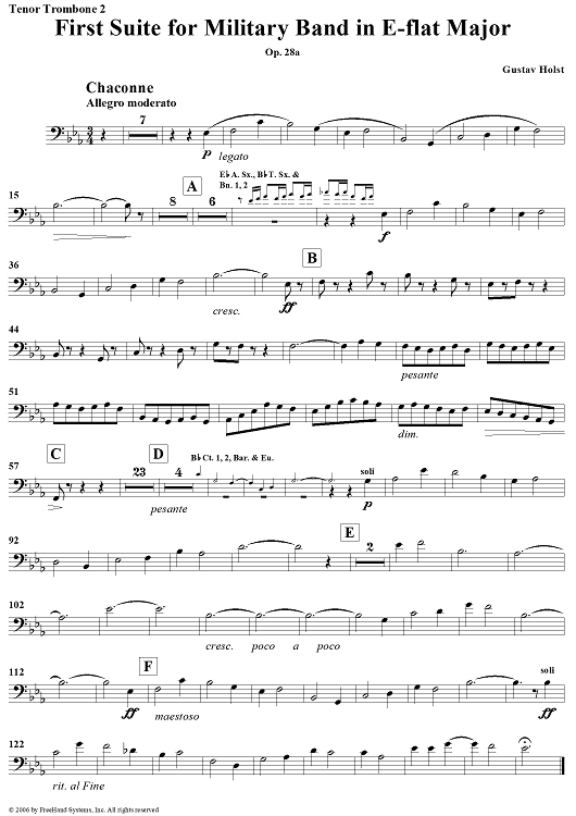 First Suite in E-flat, Op. 28a - Trombone 2