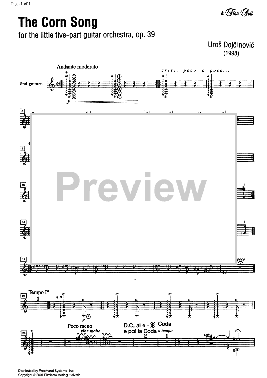 The Corn Song Op.39 - Guitar 2