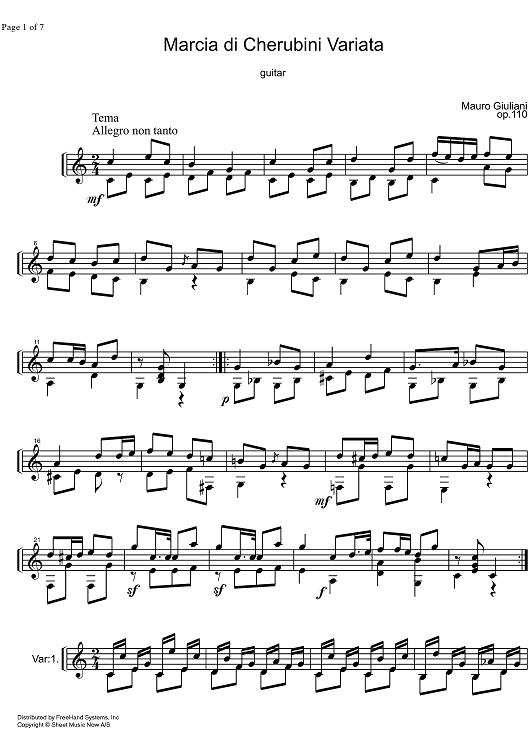 Marcia di Cherubini Variata Op.110