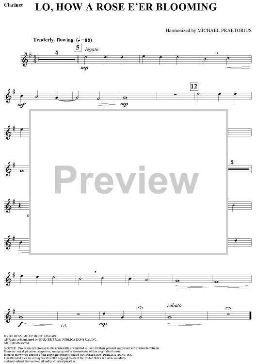 Lo, How a Rose E'er Blooming - Bb Clarinet